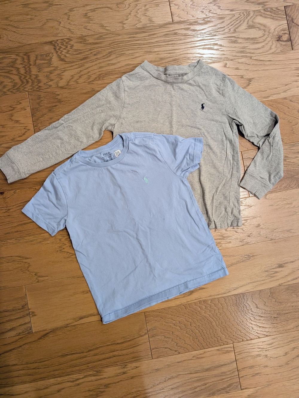 Ralph Lauren Kids Light Blue Short Sleeve Tee & Gray Long Sleeve Top - 2-Pack